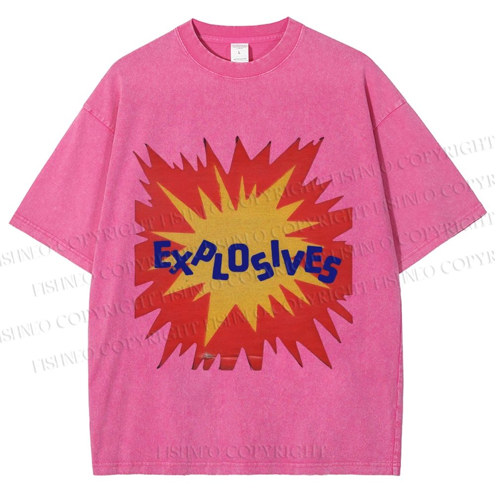 Unisex Explosives Graffiti Printed Washed Tee