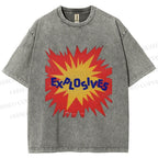 Unisex Explosives Graffiti Printed Washed Tee