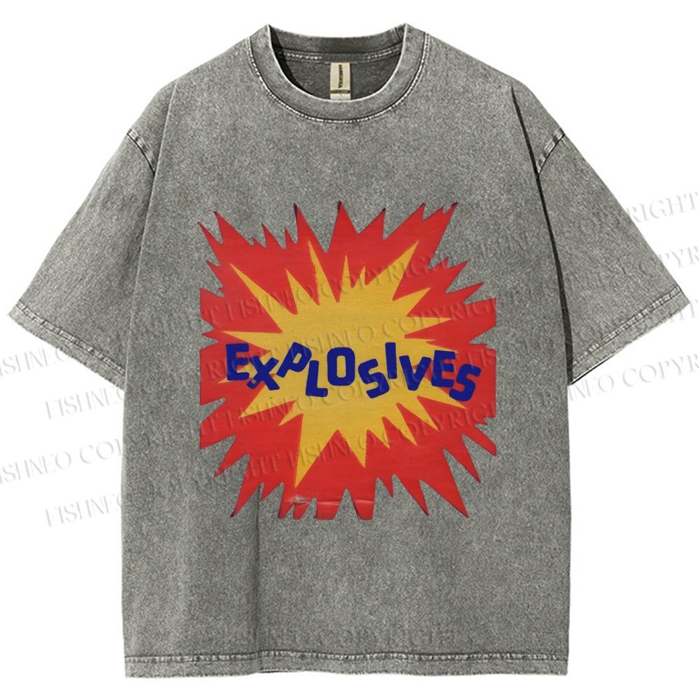 Unisex Explosives Graffiti Printed Washed Tee