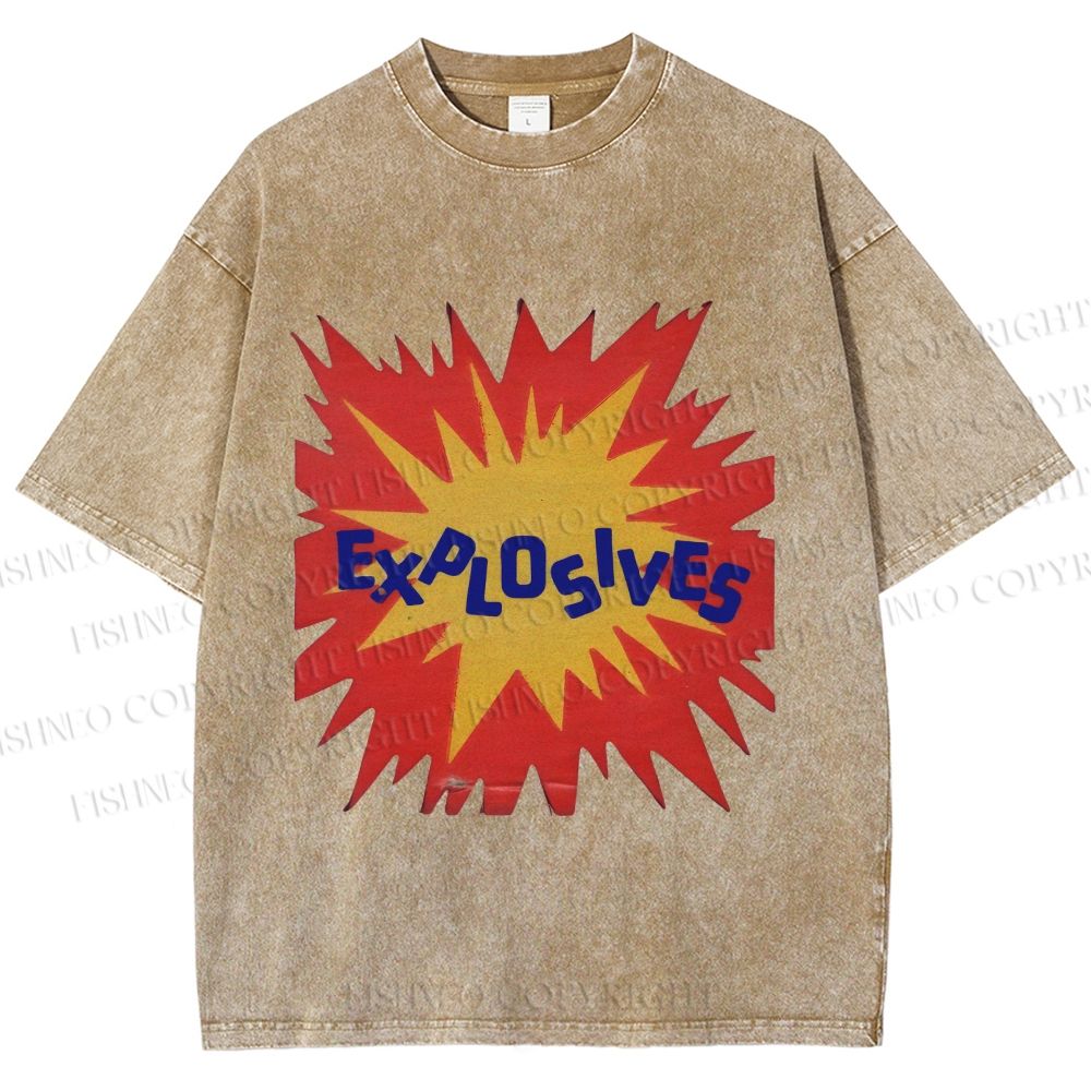 Unisex Explosives Graffiti Printed Washed Tee