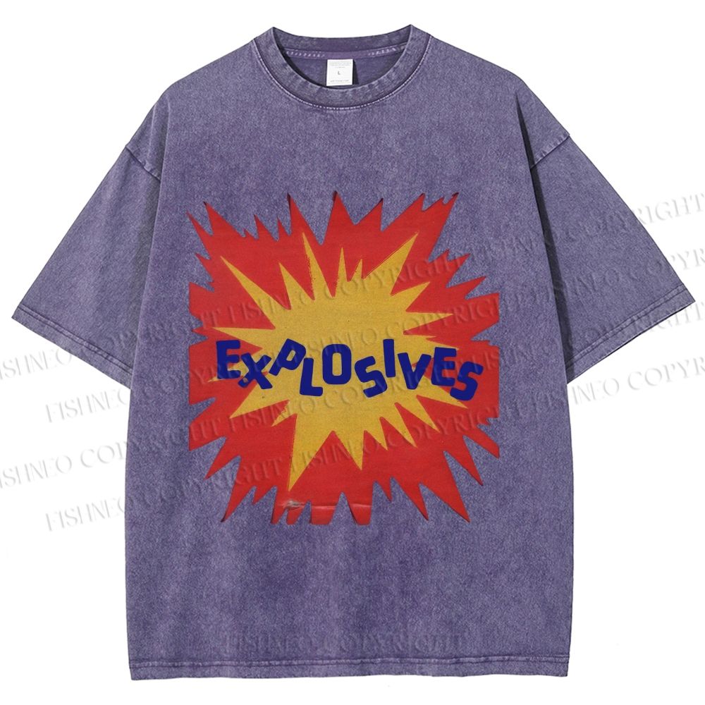 Unisex Explosives Graffiti Printed Washed Tee