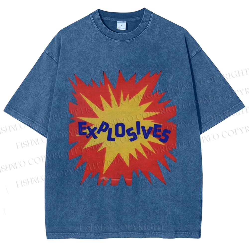 Unisex Explosives Graffiti Printed Washed Tee