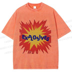 Unisex Explosives Graffiti Printed Washed Tee