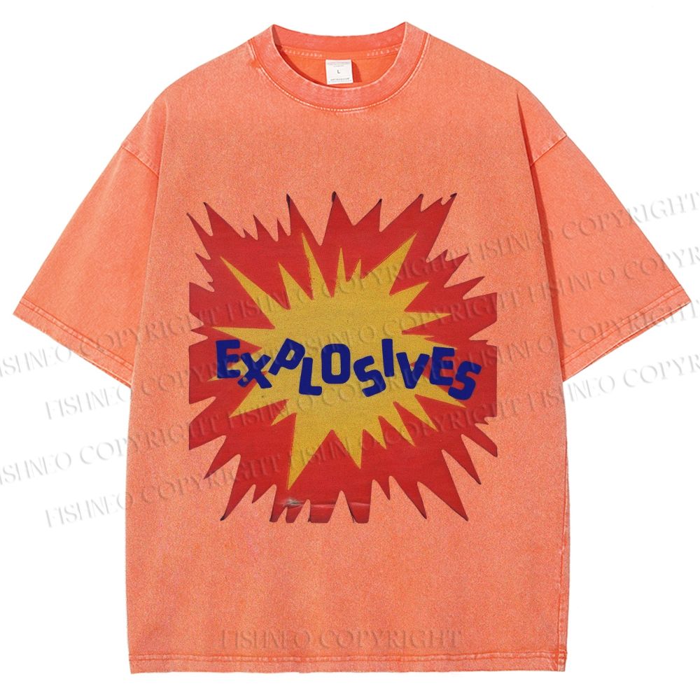Unisex Explosives Graffiti Printed Washed Tee
