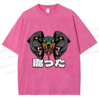 Unisex Vintage Graffiti Leopard Snake Printed Washed Tee