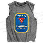Unisex Small Sardine Fish Printed Washed Tank Top