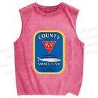 Unisex Small Sardine Fish Printed Washed Tank Top