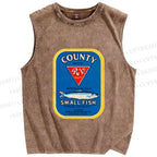 Unisex Small Sardine Fish Printed Washed Tank Top