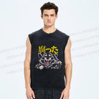 Unisex Angry Raccoon Printed Washed Tank Top