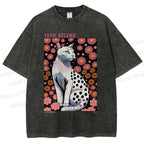 Unisex Yayoi Kusama Cat Printed Washed Tee