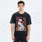 Unisex Yayoi Kusama Cat Printed Washed Tee
