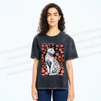 Unisex Yayoi Kusama Cat Printed Washed Tee