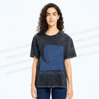 Unisex Japanese Wave Surfing Printed Washed Tee