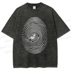 Unisex Fingerprint Octopus Printed Washed Tee
