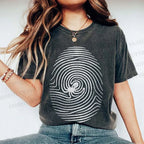 Unisex Fingerprint Octopus Printed Washed Tee