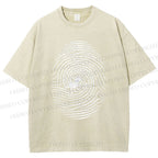Unisex Fingerprint Octopus Printed Washed Tee