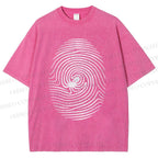 Unisex Fingerprint Octopus Printed Washed Tee