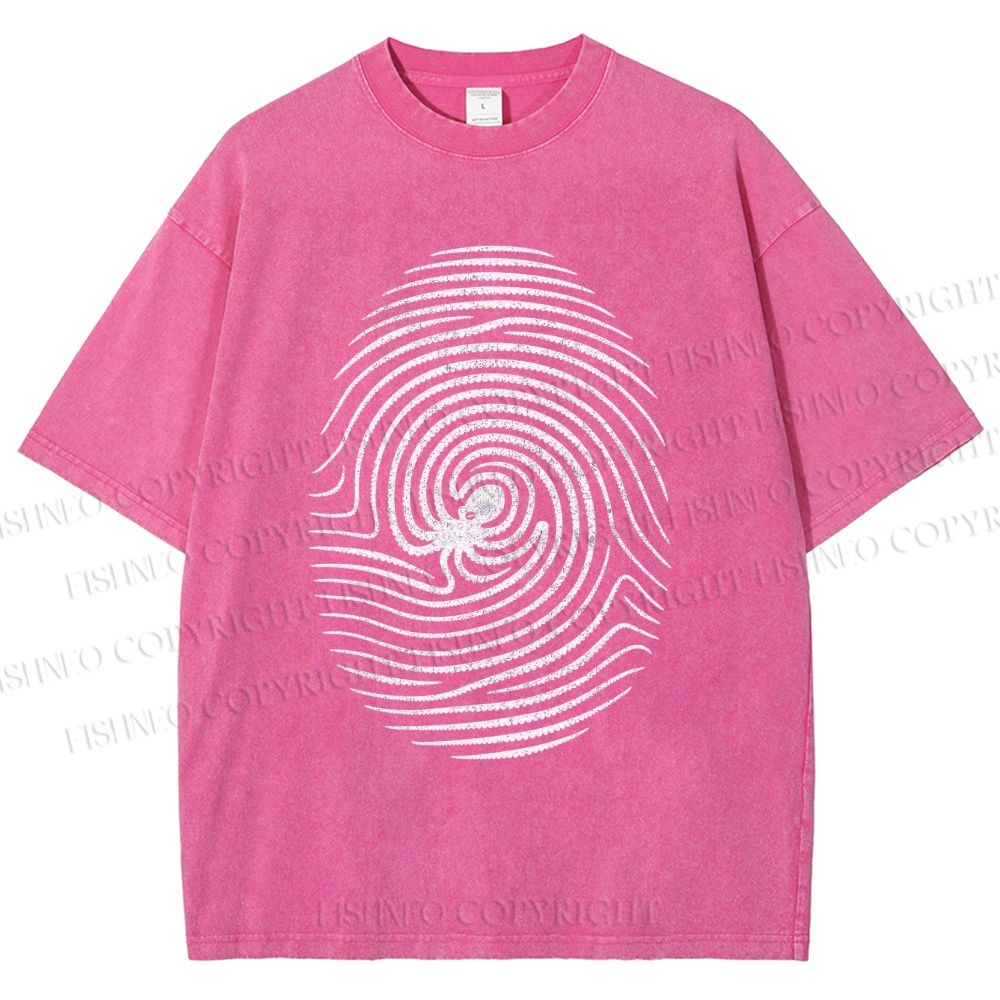 Unisex Fingerprint Octopus Printed Washed Tee