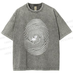 Unisex Fingerprint Octopus Printed Washed Tee