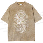 Unisex Fingerprint Octopus Printed Washed Tee