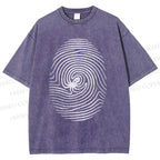 Unisex Fingerprint Octopus Printed Washed Tee