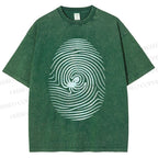 Unisex Fingerprint Octopus Printed Washed Tee