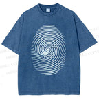 Unisex Fingerprint Octopus Printed Washed Tee