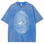 Unisex Fingerprint Octopus Printed Washed Tee