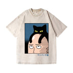 One Punch Cat Vintage Wash Japanese Design T-Shirt