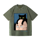 One Punch Cat Vintage Wash Japanese Design T-Shirt
