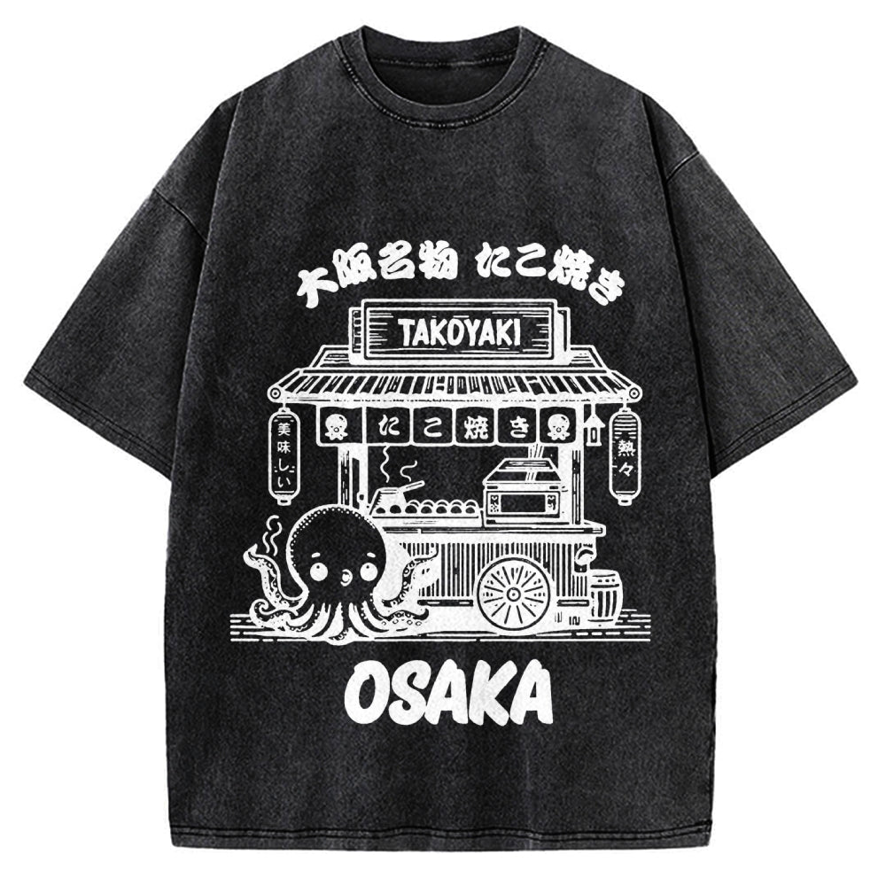 Osaka Octopus Takoyaki Shop Vintage Washed T-shirt