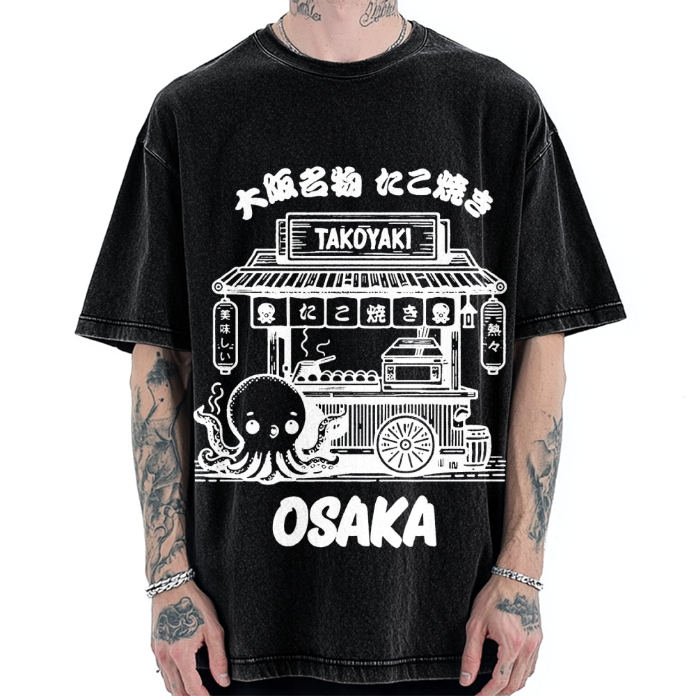 Osaka Octopus Takoyaki Shop Vintage Washed T-shirt