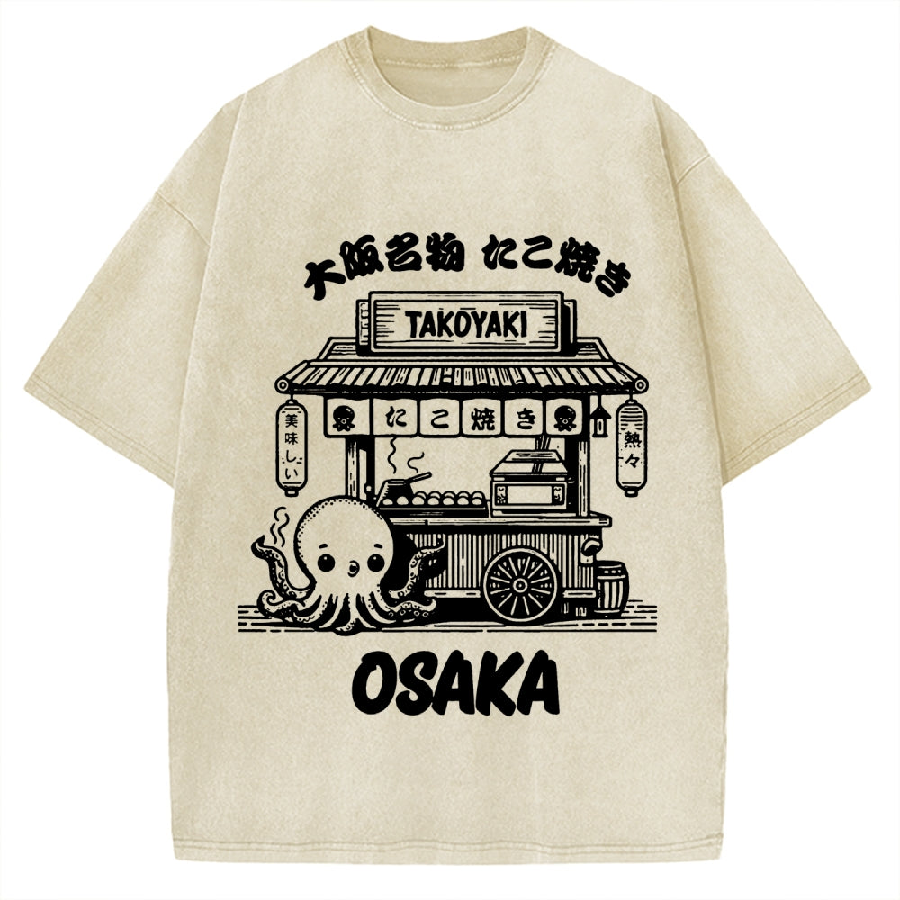Osaka Octopus Takoyaki Shop Vintage Washed T-shirt