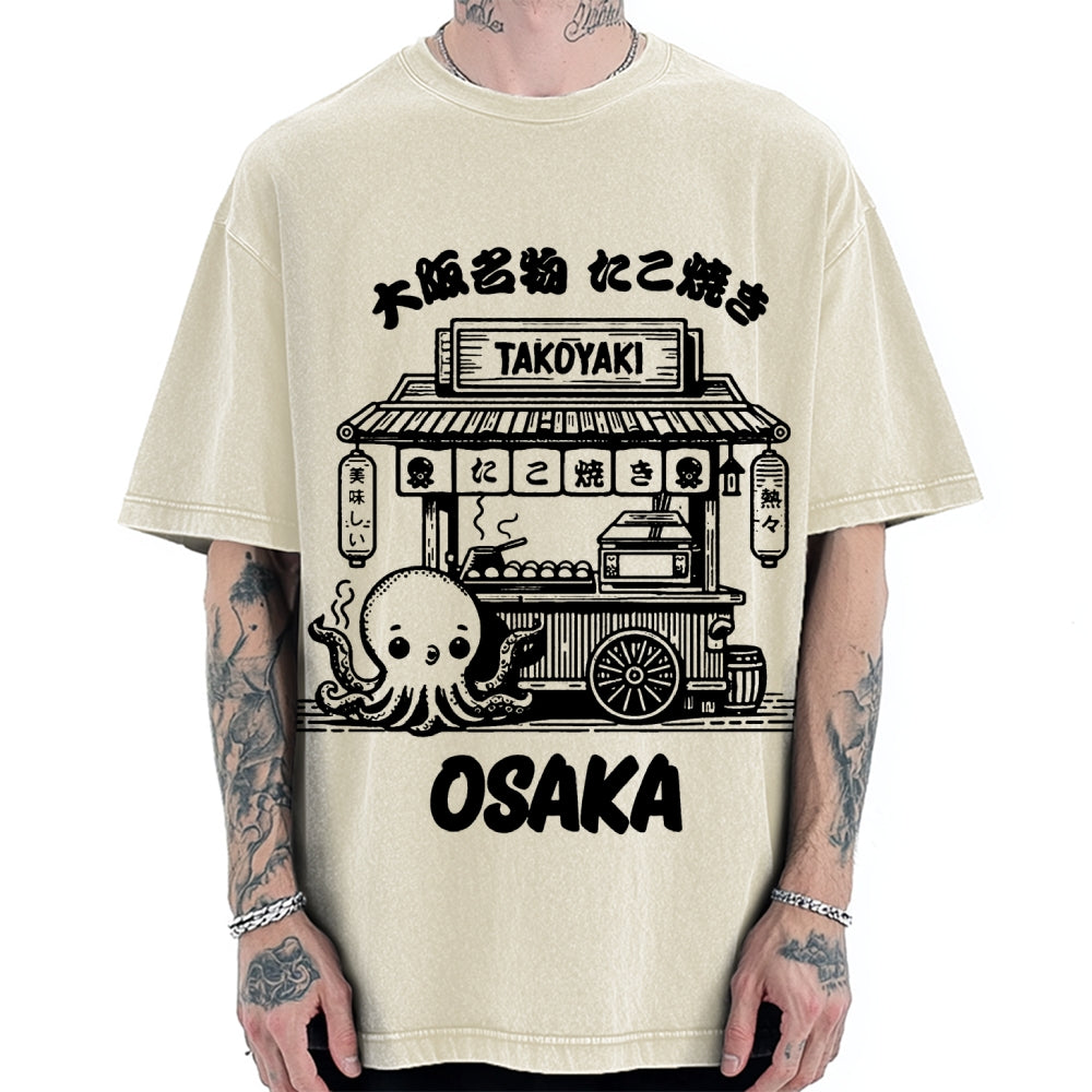 Osaka Octopus Takoyaki Shop Vintage Washed T-shirt