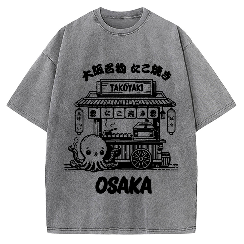 Osaka Octopus Takoyaki Shop Vintage Washed T-shirt