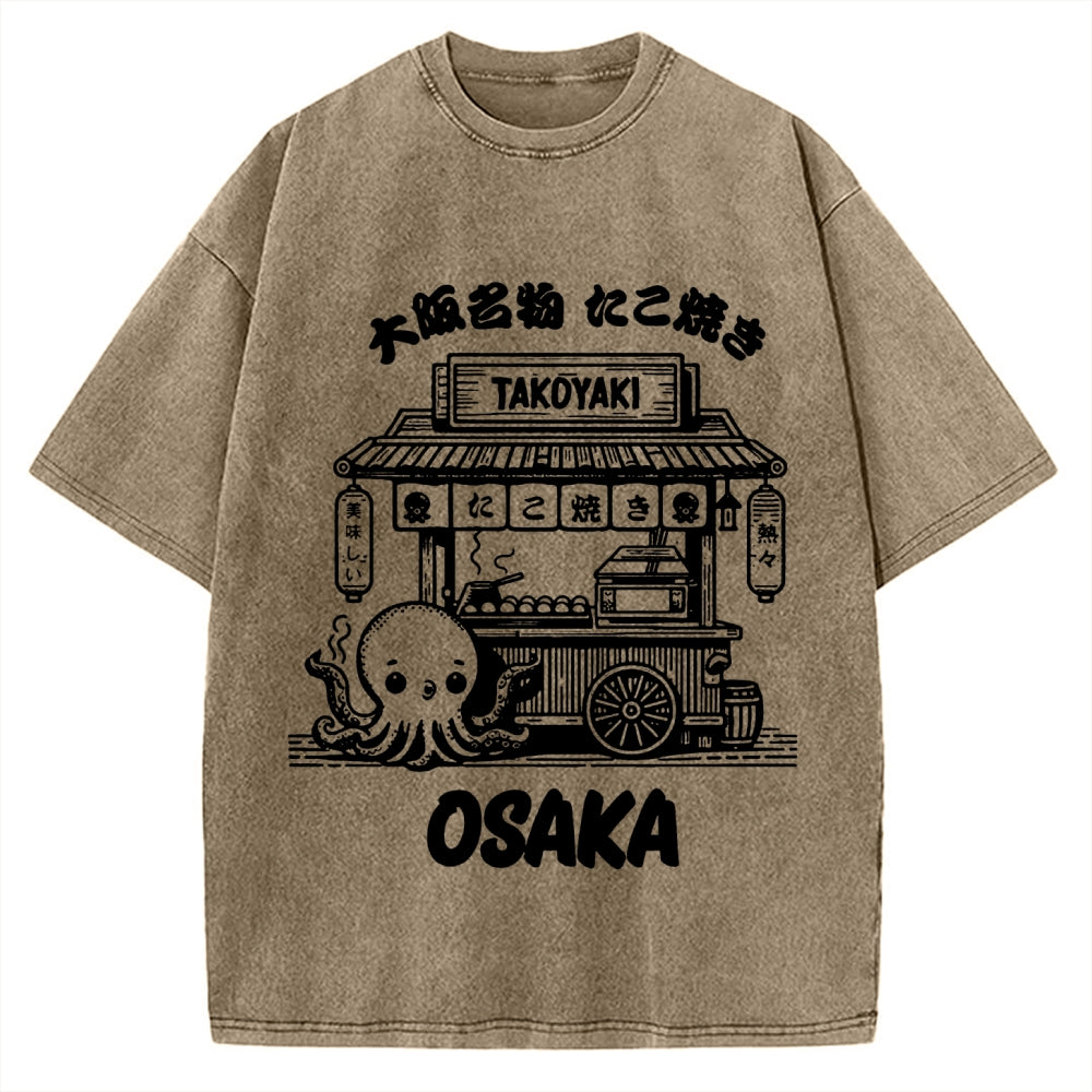 Osaka Octopus Takoyaki Shop Vintage Washed T-shirt