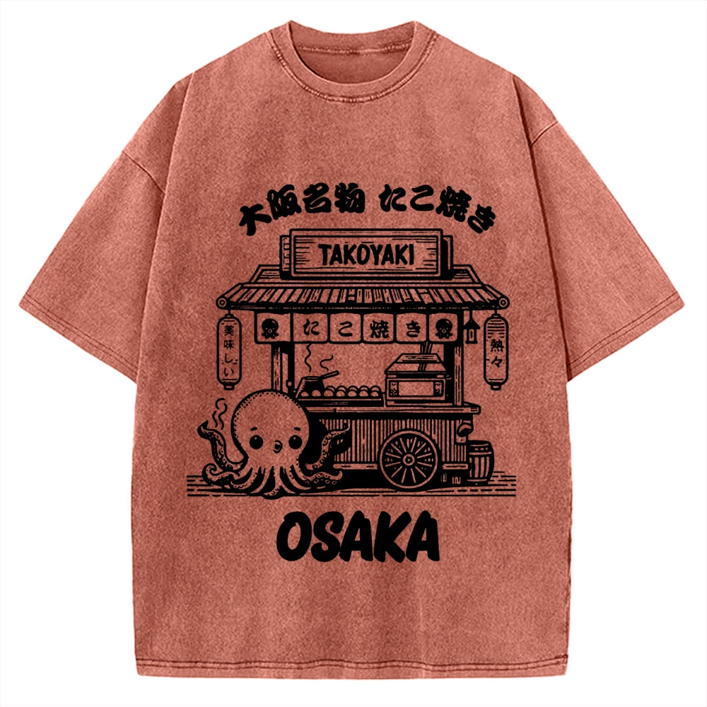 Osaka Octopus Takoyaki Shop Vintage Washed T-shirt
