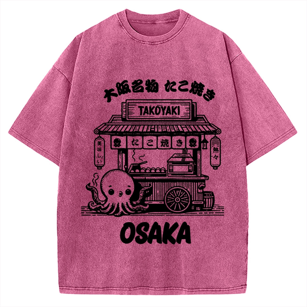 Osaka Octopus Takoyaki Shop Vintage Washed T-shirt
