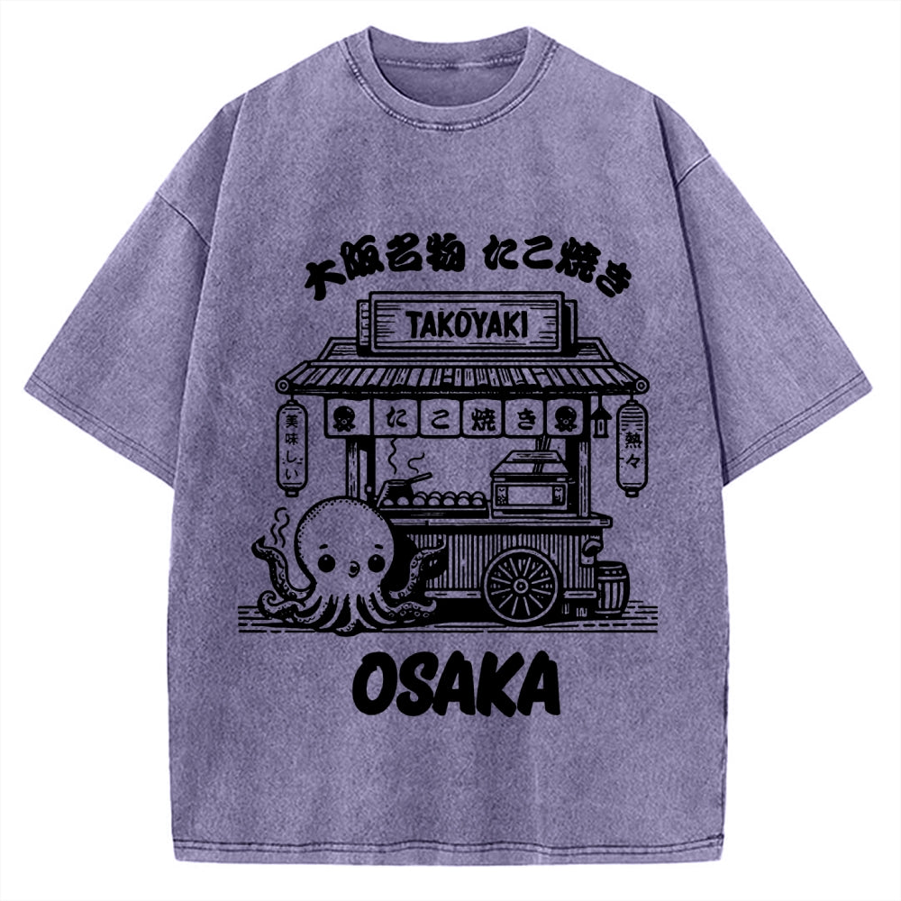 Osaka Octopus Takoyaki Shop Vintage Washed T-shirt