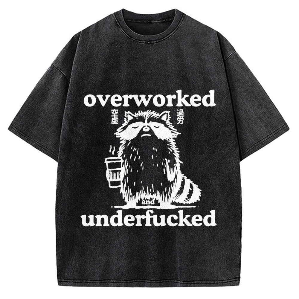 Overworked Raccoon Funny Animal Vintage Washed T-shirt