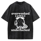 Overworked Raccoon Funny Animal Vintage Washed T-shirt