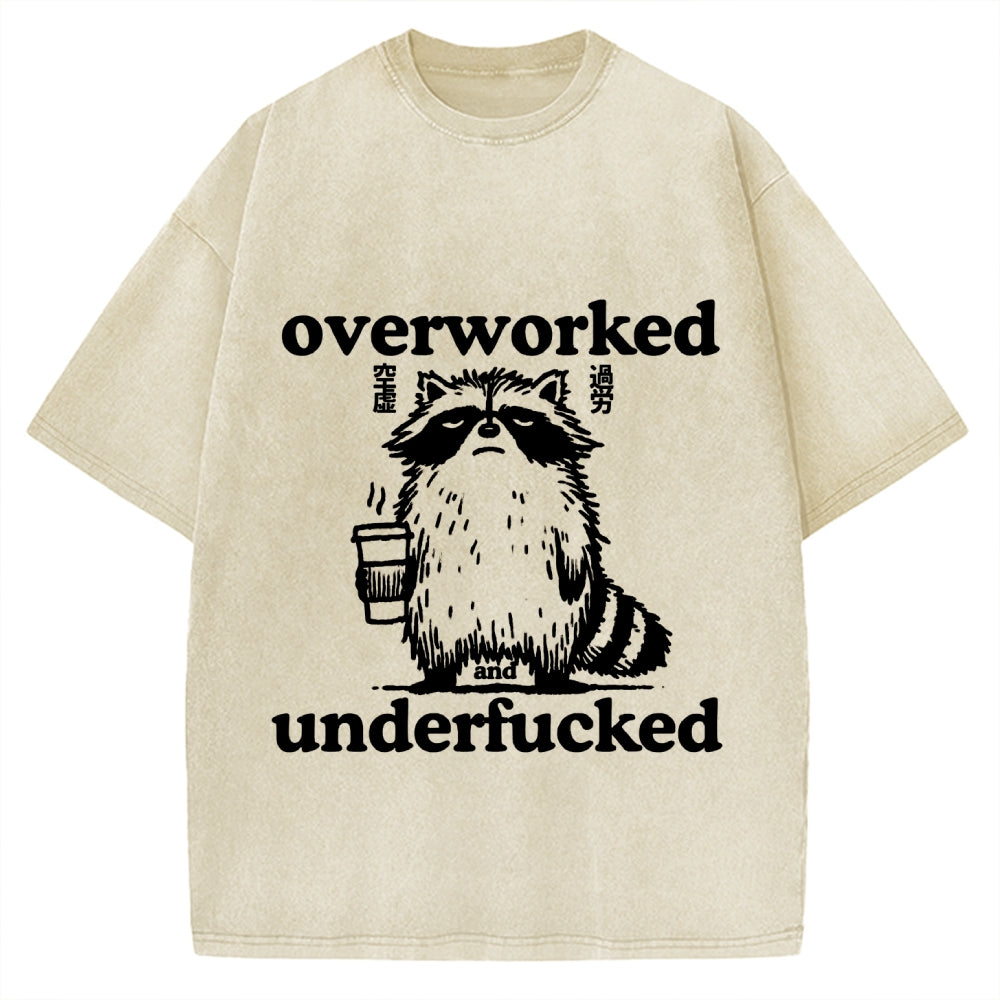 Overworked Raccoon Funny Animal Vintage Washed T-shirt