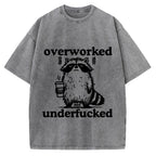 Overworked Raccoon Funny Animal Vintage Washed T-shirt