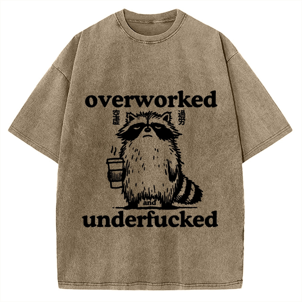 Overworked Raccoon Funny Animal Vintage Washed T-shirt