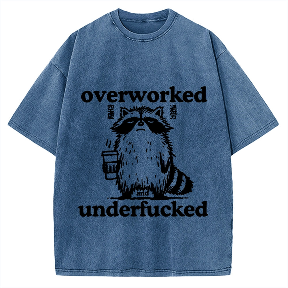 Overworked Raccoon Funny Animal Vintage Washed T-shirt