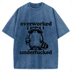 Overworked Raccoon Funny Animal Vintage Washed T-shirt