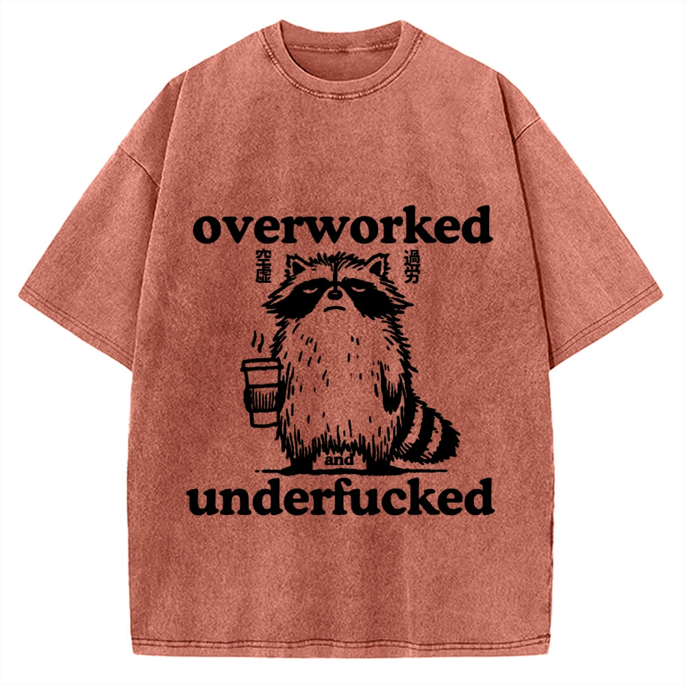 Overworked Raccoon Funny Animal Vintage Washed T-shirt