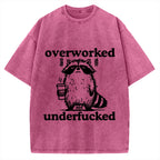 Overworked Raccoon Funny Animal Vintage Washed T-shirt