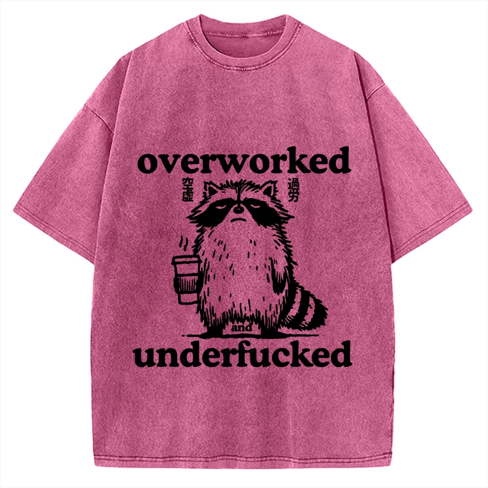 Overworked Raccoon Funny Animal Vintage Washed T-shirt