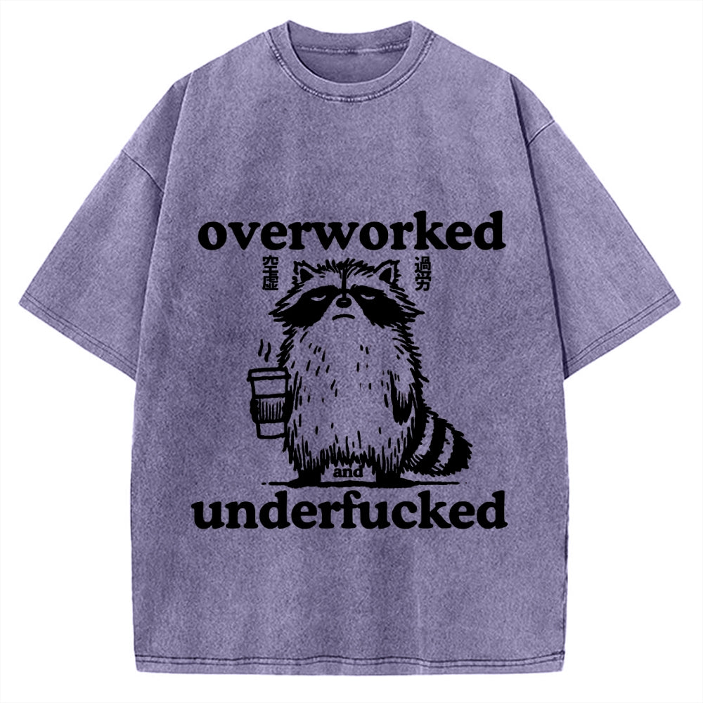 Overworked Raccoon Funny Animal Vintage Washed T-shirt